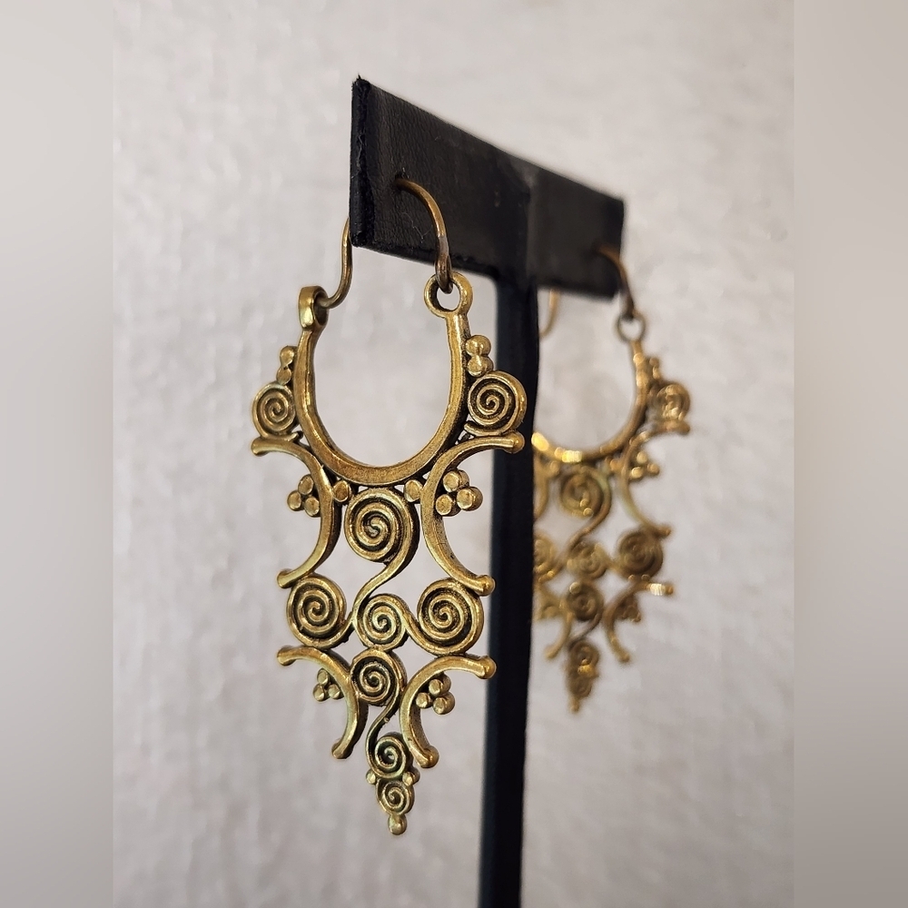 Gold Ornate Swirl Earrings